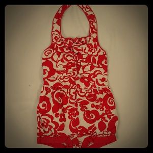 Gymboree Red & White Halter Romper Girls 6-12m